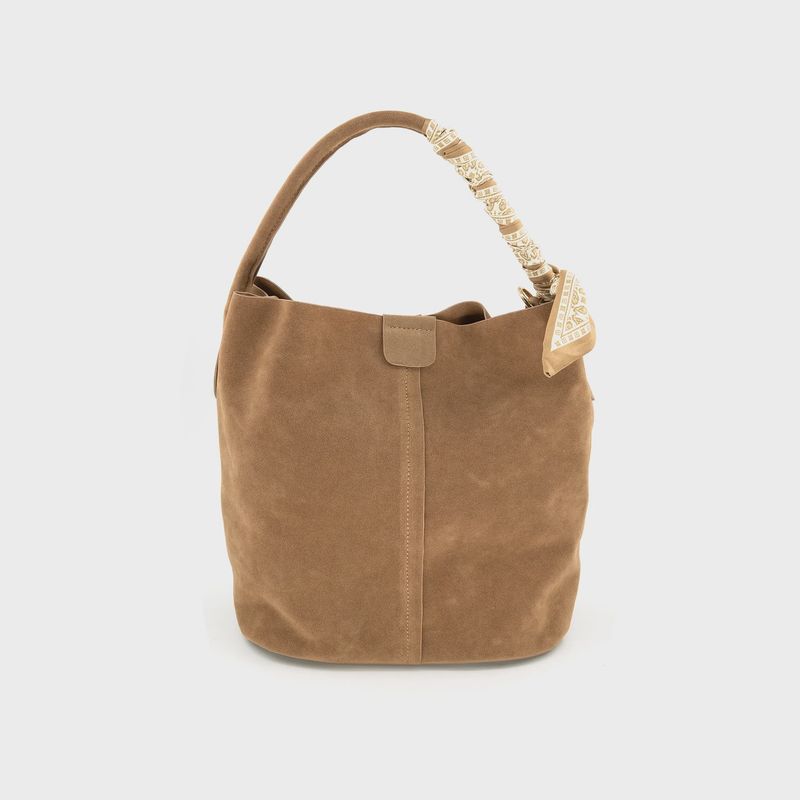 SAM SMALL SUEDE  BUCKET BAG- TAN
