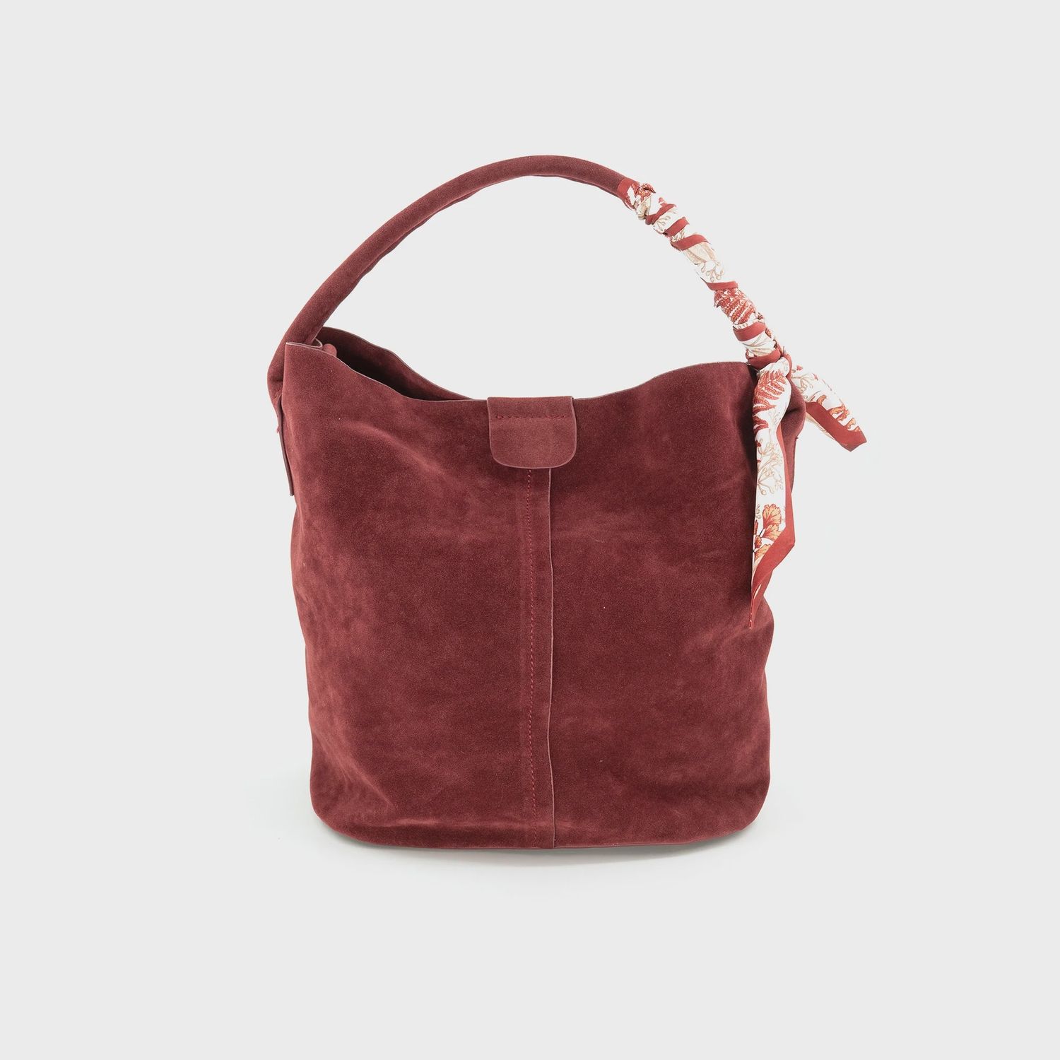 SAM SMALL SUEDE  BUCKET BAG- BURGUNDY, Colour: BURGUNDY