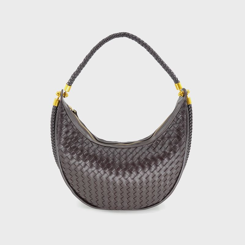 DUA WOVEN HOBO BAG - CHOCOLATE