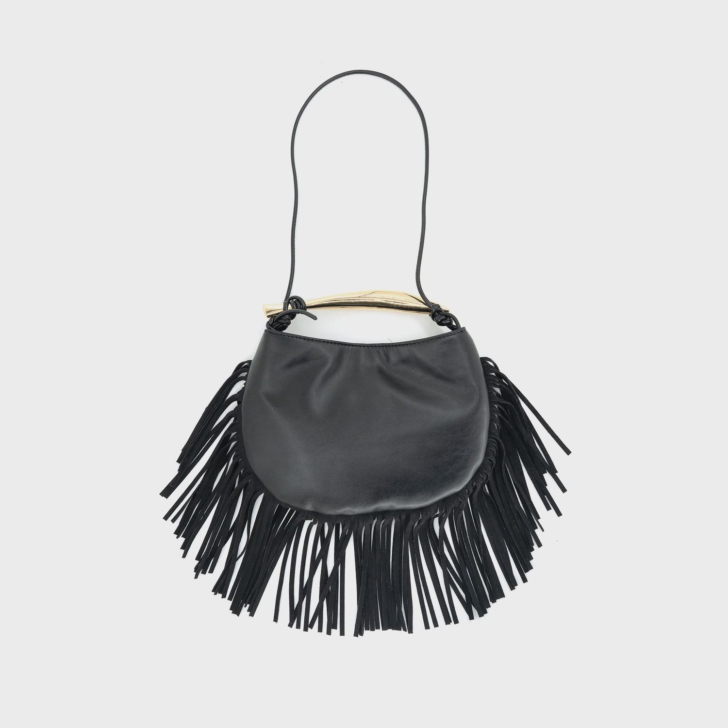 SABRINA FRINGE BAG - BLACK, Colour: BLACK