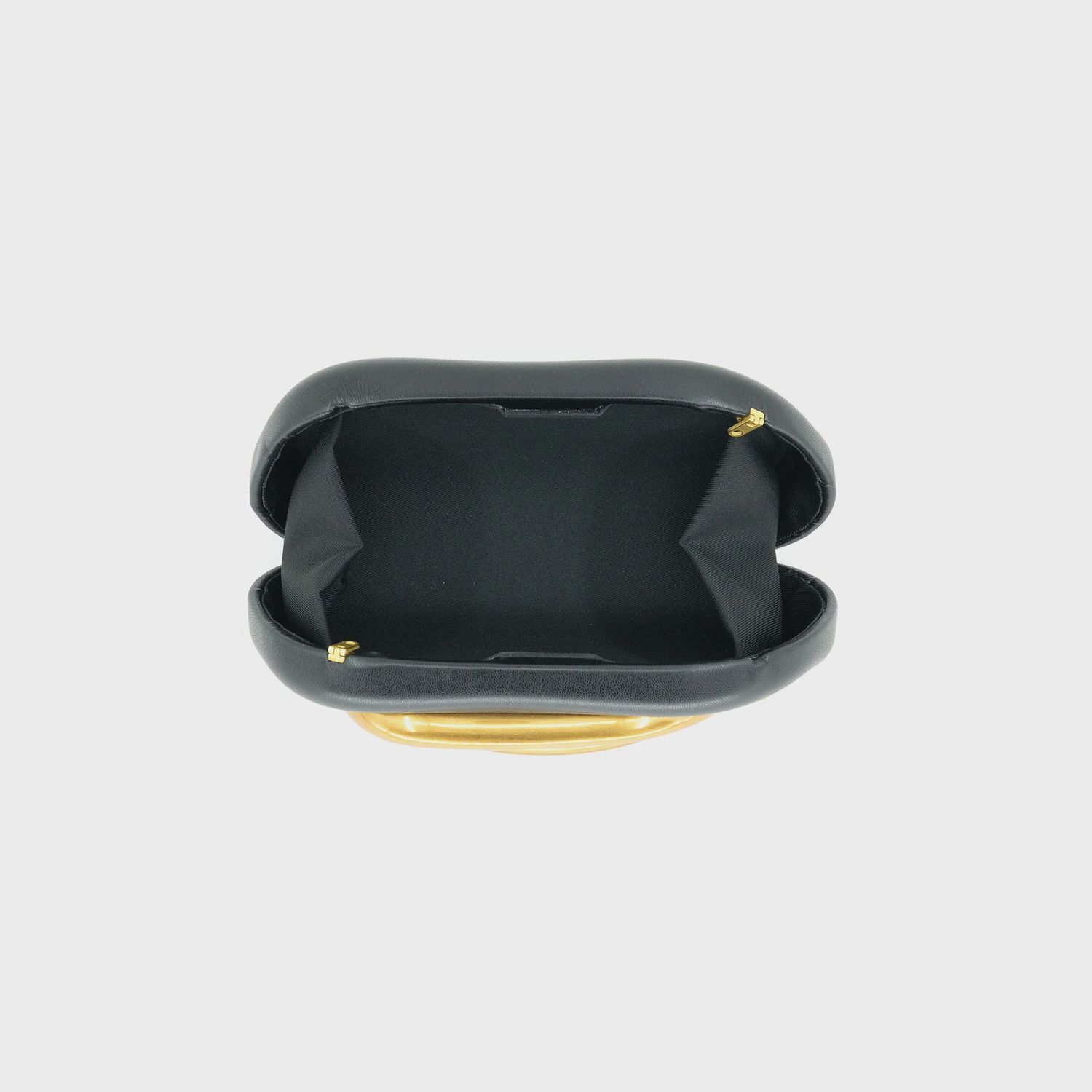 BLACK CENTER GOLD DETAIL EVENING BAG