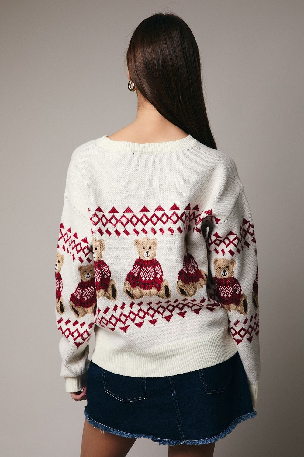 CREW NECK WINTER BEAR GRAPHIC SWEATHER
