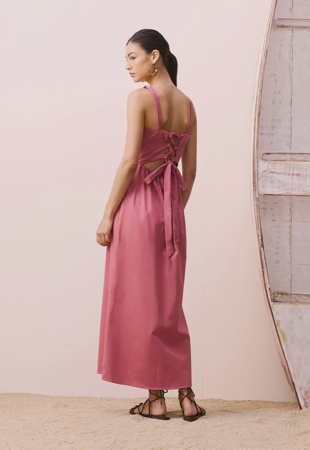 CHAIN STRAPS MAXI MIDI DRESS