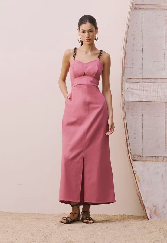 CHAIN STRAPS MAXI MIDI DRESS