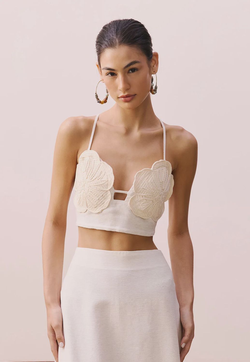 Cropped Guipure Flor TOP