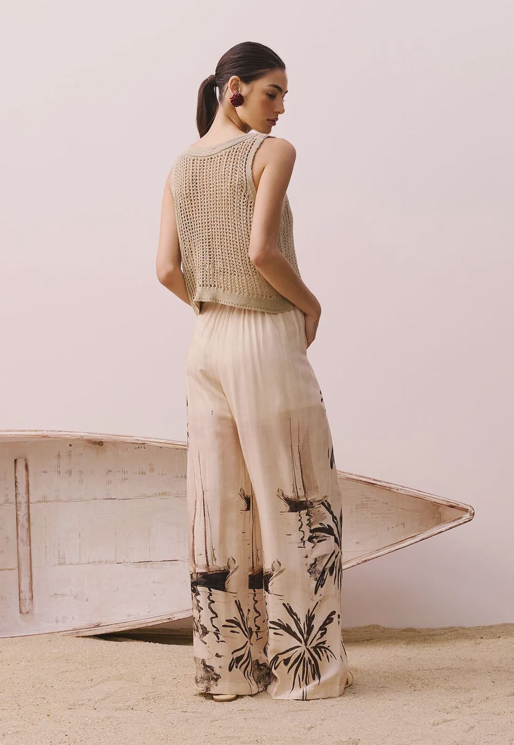 COSTAS ELASTIC WAIST WIDE-LEG PANTS