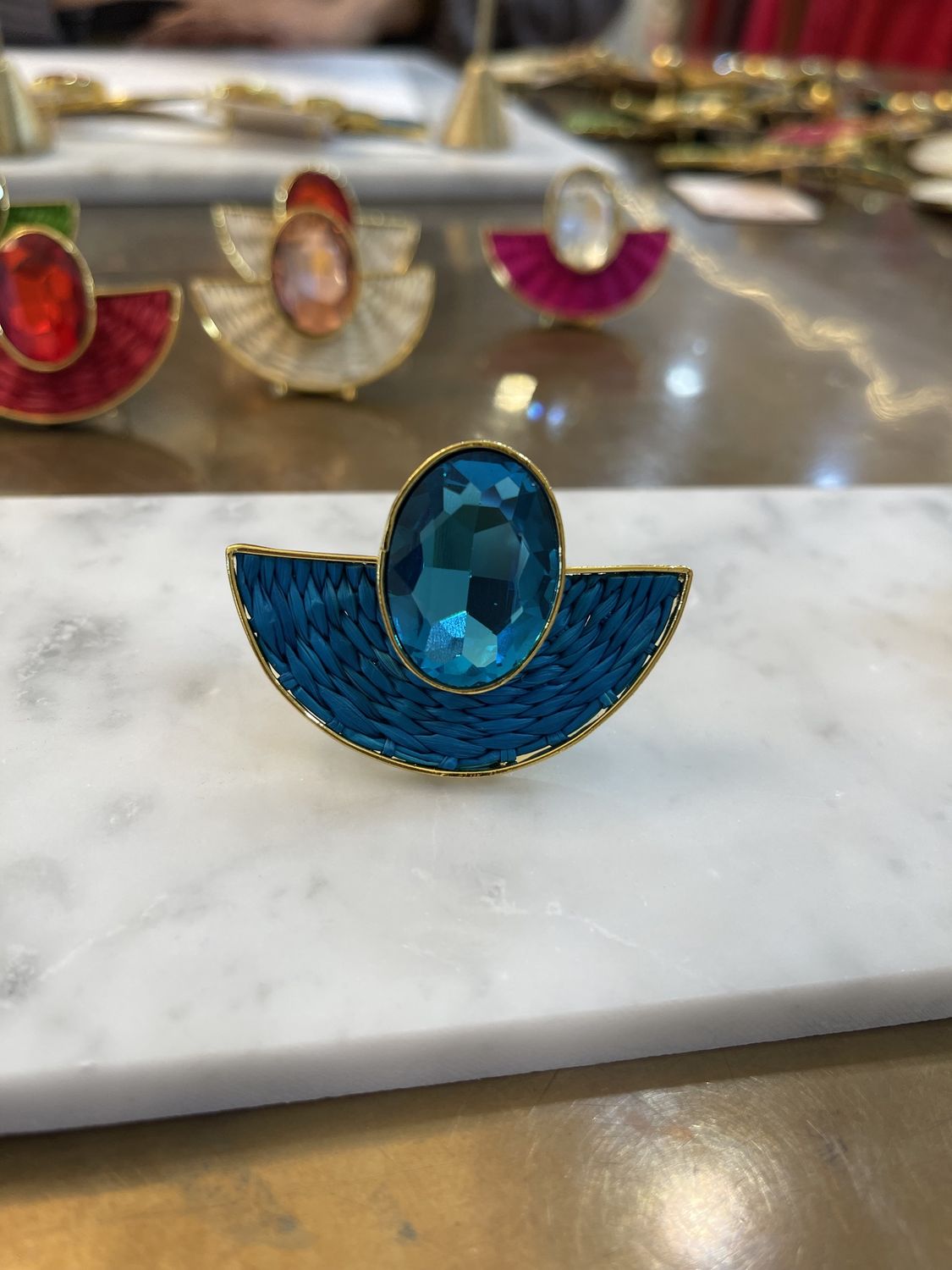 CRYSTAL IRACA ADJUSTABLE RING, Colour: BLUE GOLD