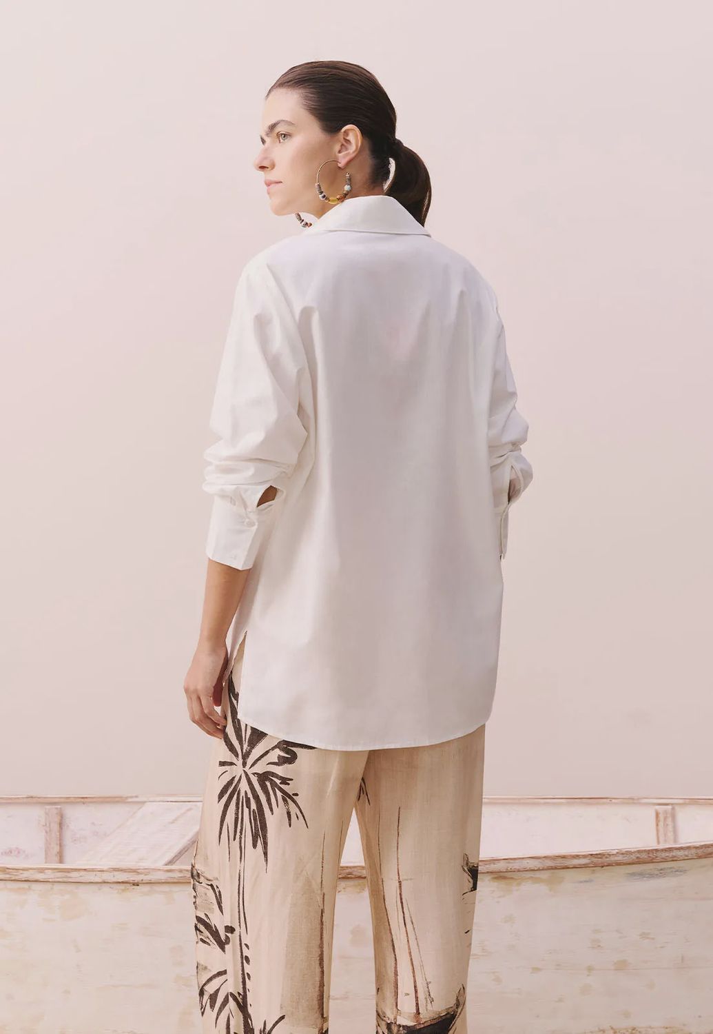 MINIMAL PALM OVERSIZED SILK T-SHIRT