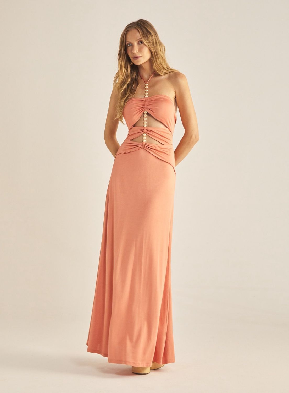 CORAL SLIM CUTOUT MAXIDRESS