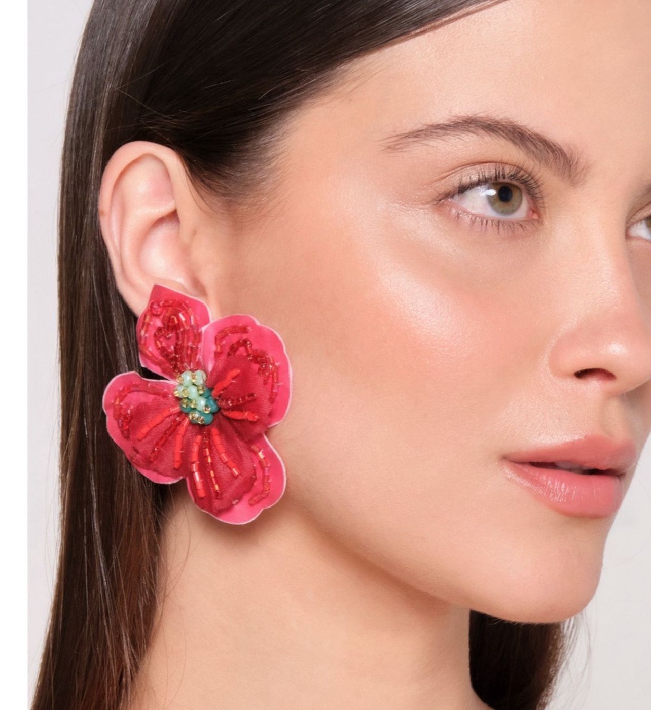 TOSCANA FLOWER EARRINGS, Colour: RED