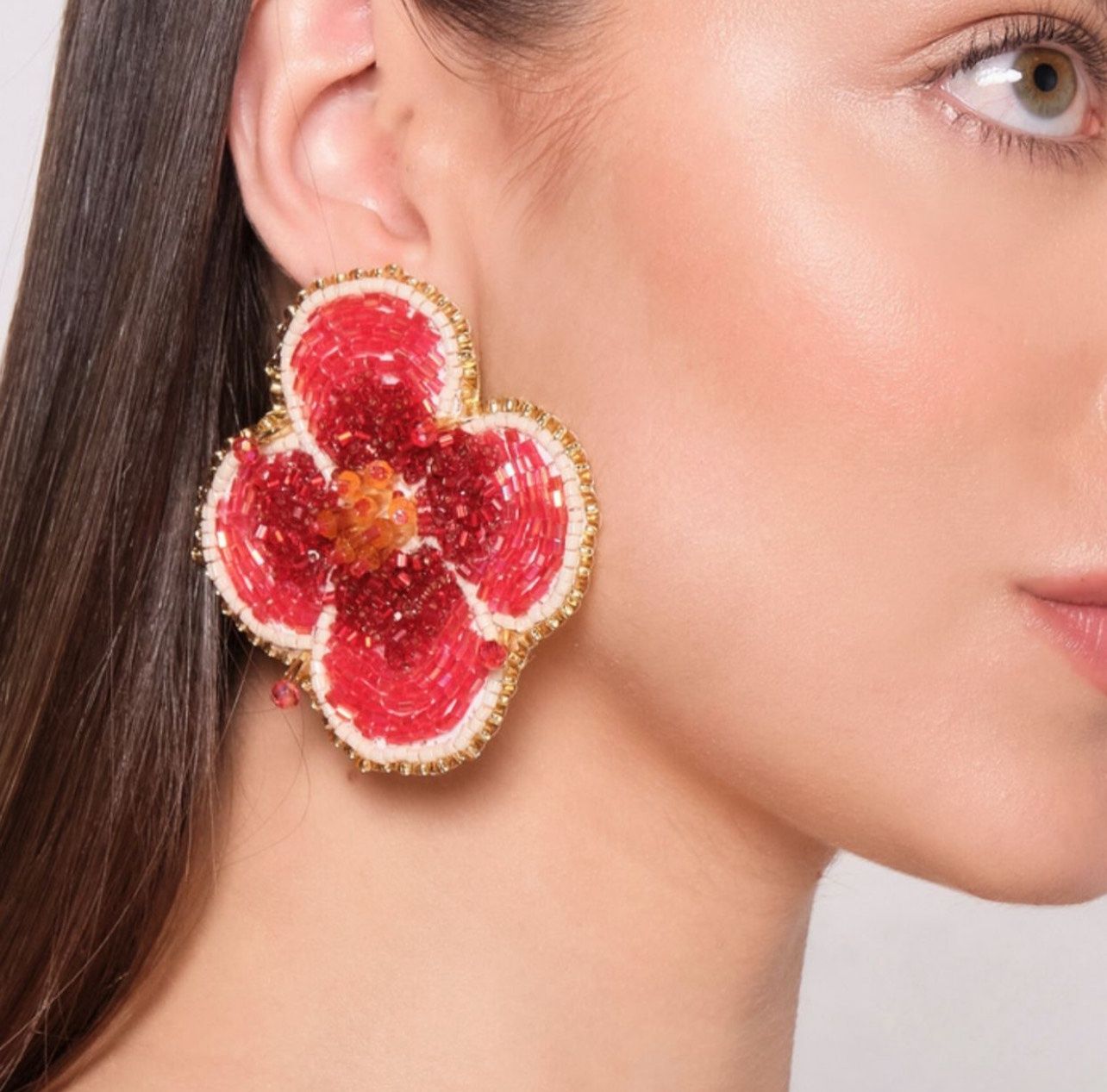 BRILLO FLOREAR EARRINGS, Colour: RED