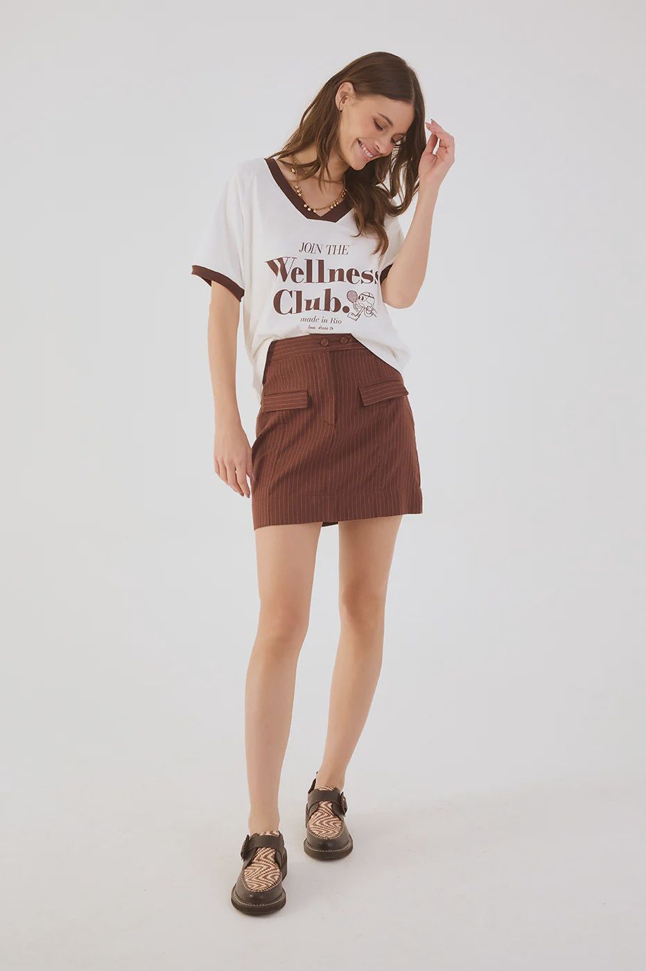 GIZ PINESTRIPE CAFE SKIRT