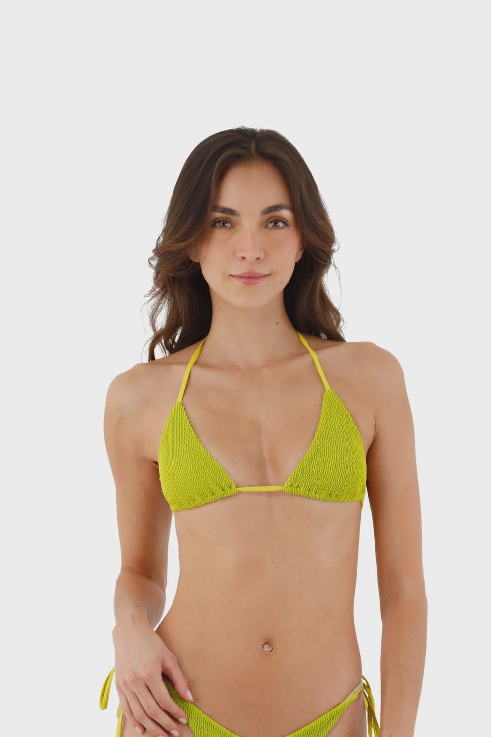 TEXTURED WAVE EARTHY GREEN BASAL TOP, Size: M