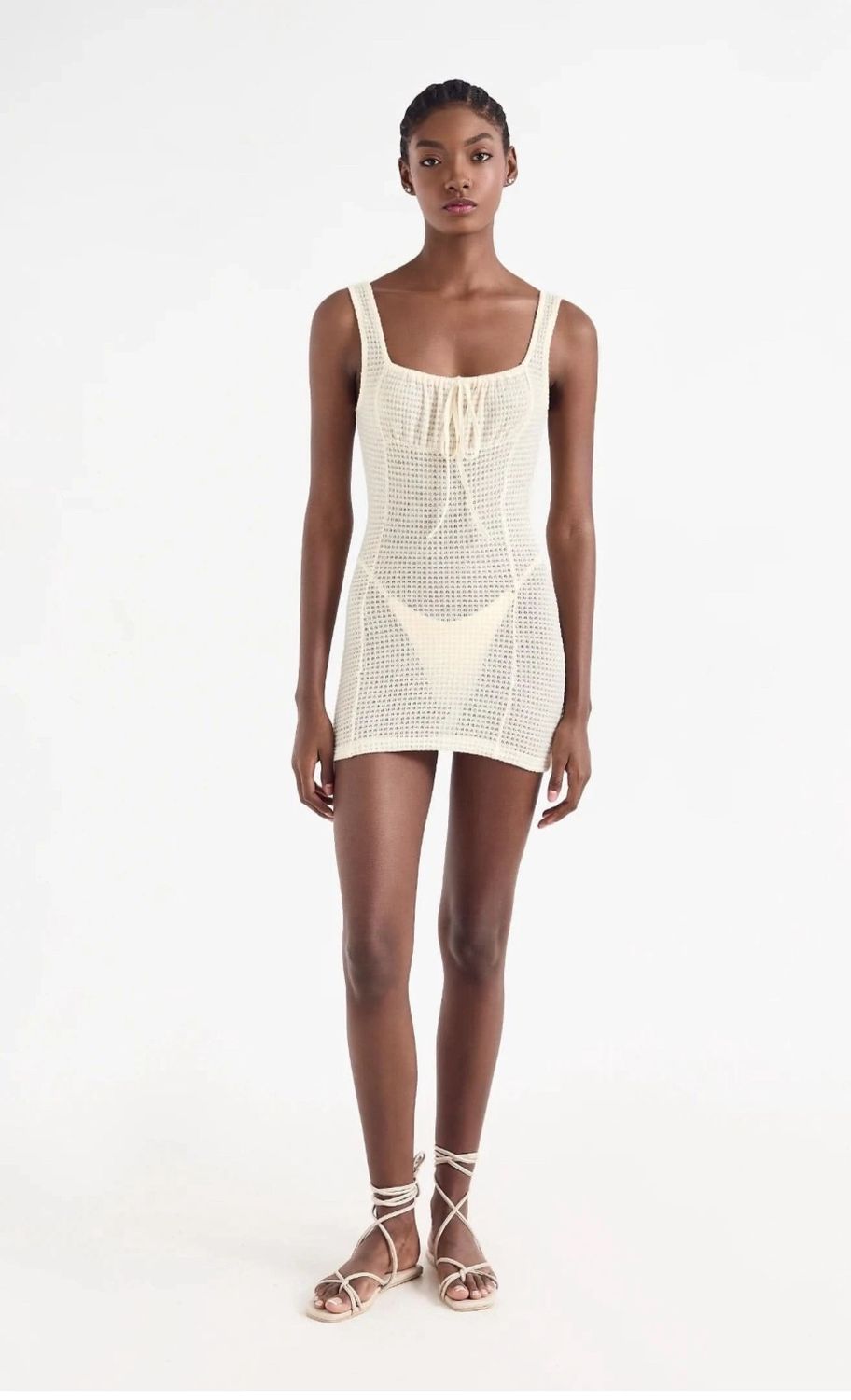BETTY DRESS OFF WHITE CROCHET, Size: M