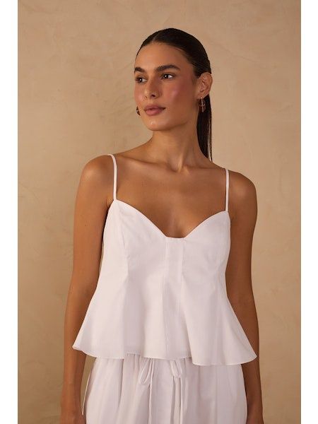 WHITE REFUGIO PEPLUM TOP- RR26, Size: XS/PP