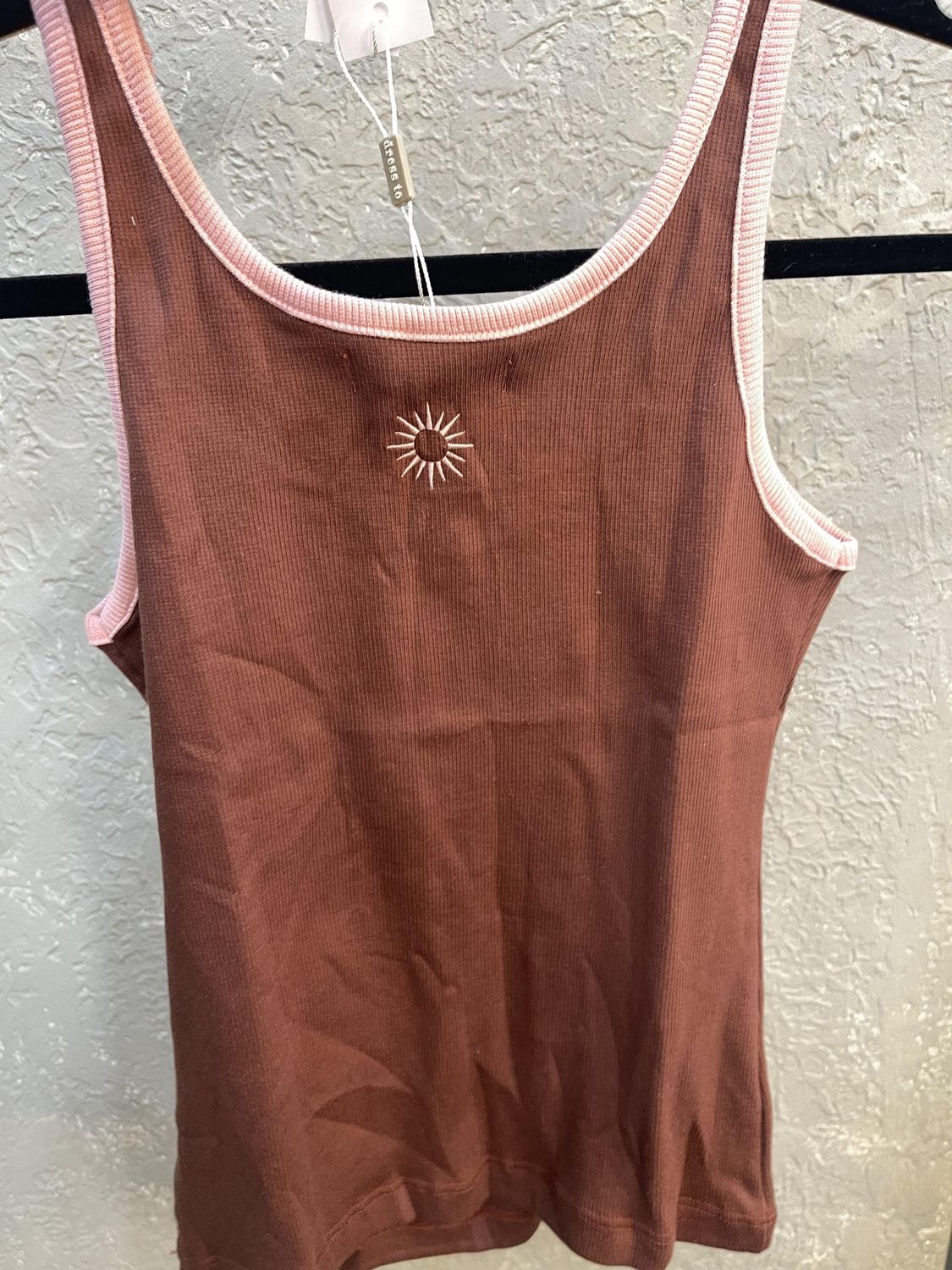 BROWN PINK SUN TOP- REFUGIO COLLECTION, Size: XS