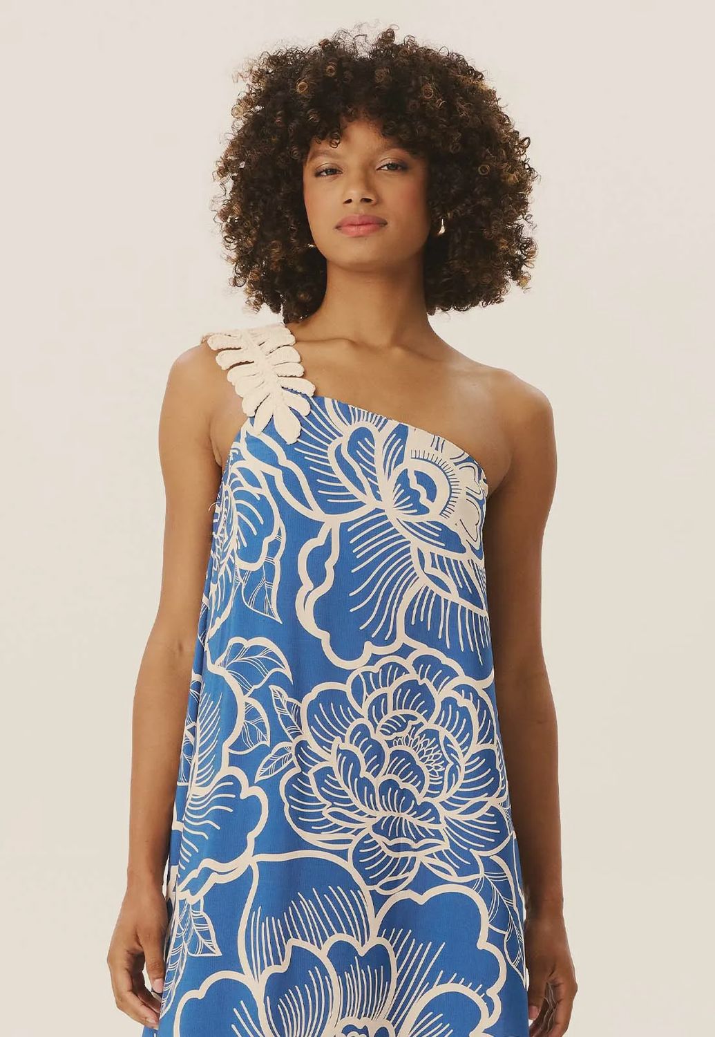 LEAF GUIPURE PRINTED LONG DRESS