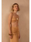 SHELL BEIGE GOLD SUMMER TOP, Size: XS