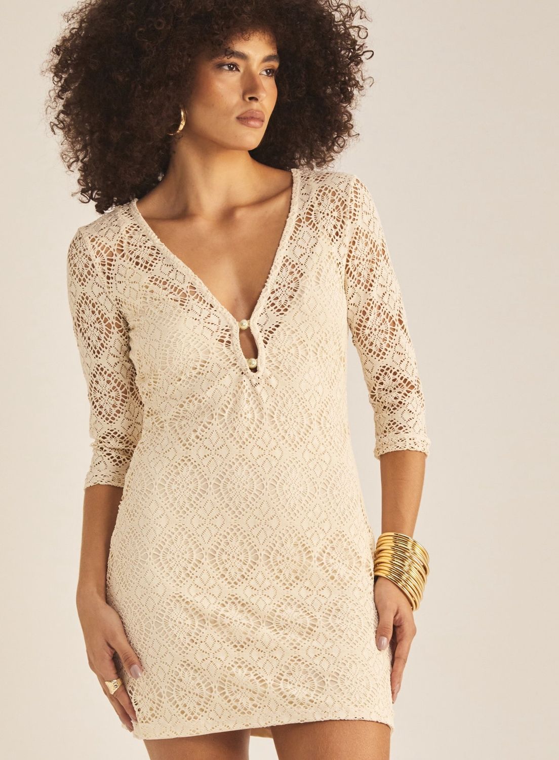 SLIM CROCHE  SHORT DRESS, Size: XS