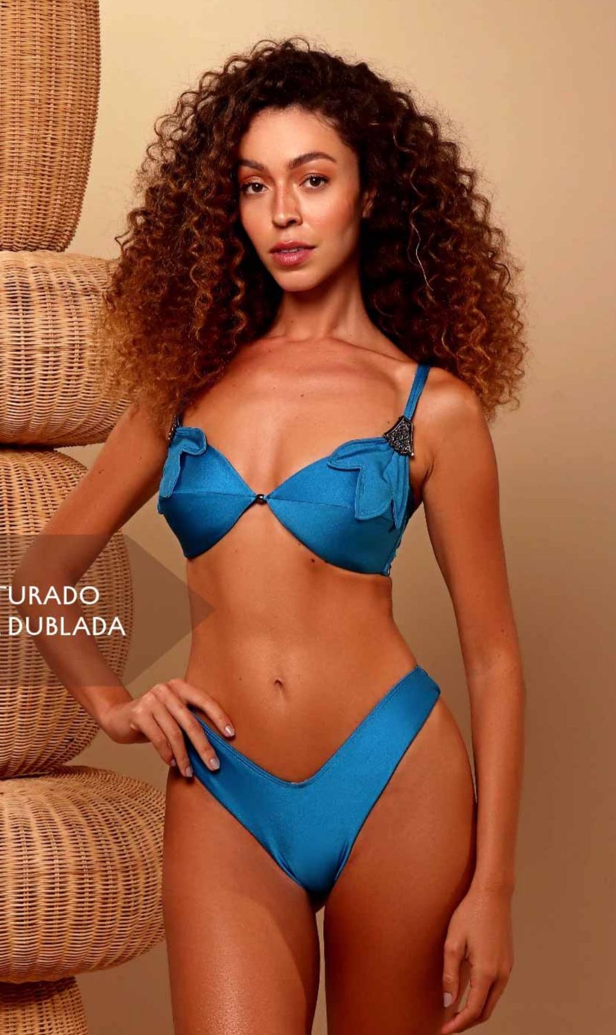 BLUE ORGANIC METAL BUSTIER BIKINI SET