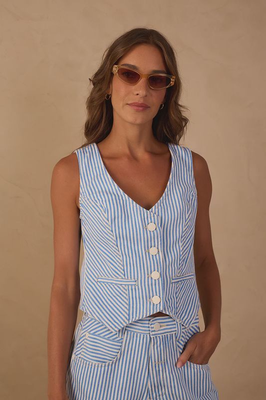 STRIPE DENIM VEST