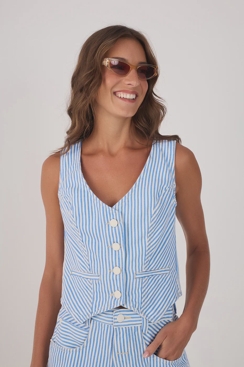 STRIPE DENIM VEST