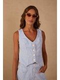 STRIPE DENIM VEST, Size: S