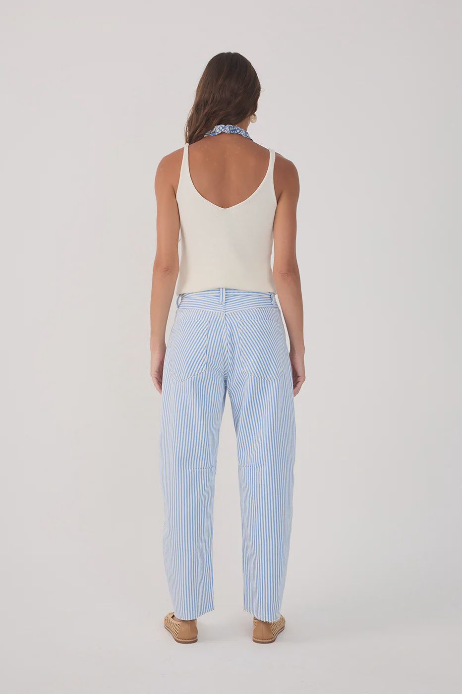 STRIPE DENIM BARREL PANTS