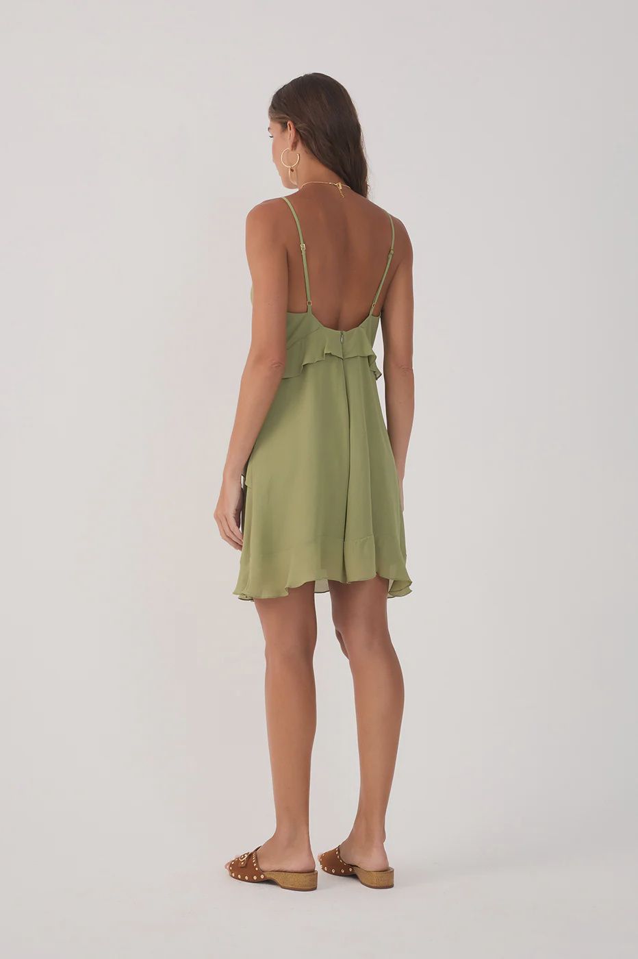 SHORT BOHO GREEN SHORT DRESS