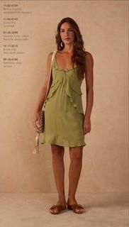 SHORT BOHO GREEN SHORT DRESS, Size: XS