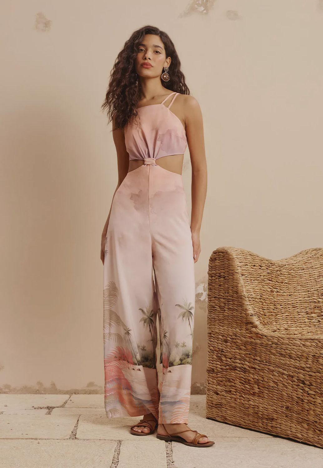 BLUSH DO COMBU PRINT JUMPSUIT, Size: S