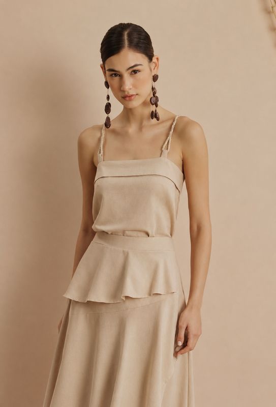 MARI SOFT BEIGE TOP WITH DETAIL
