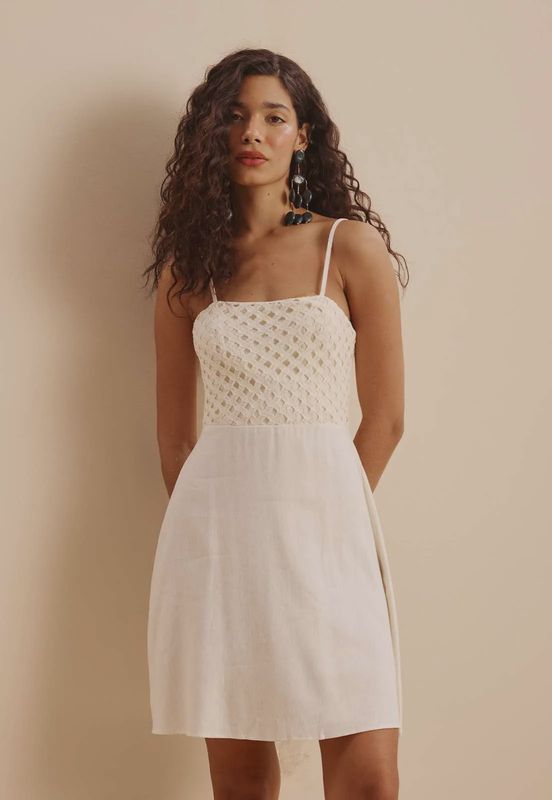 ALVA SHORT DRESS MONOCROMATIC OFF WHITE