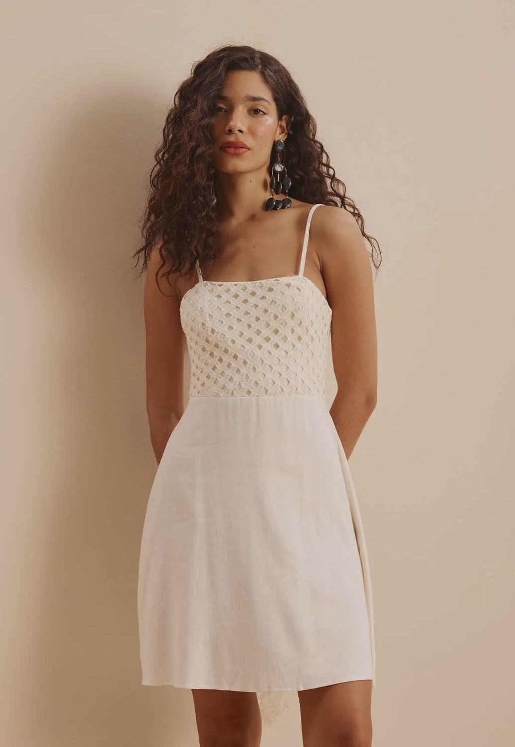 ALVA SHORT DRESS MONOCROMATIC OFF WHITE Now $599 tt Was $890 tt, Size: S