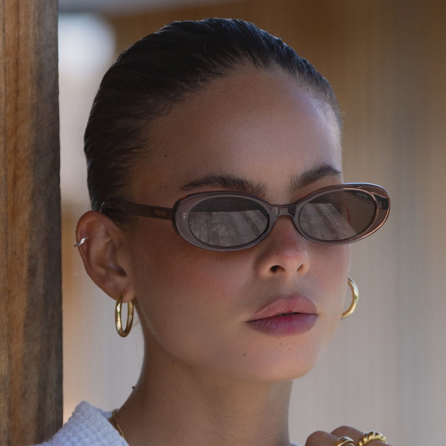 MIMI OVAL BROWN SUNGLASSES