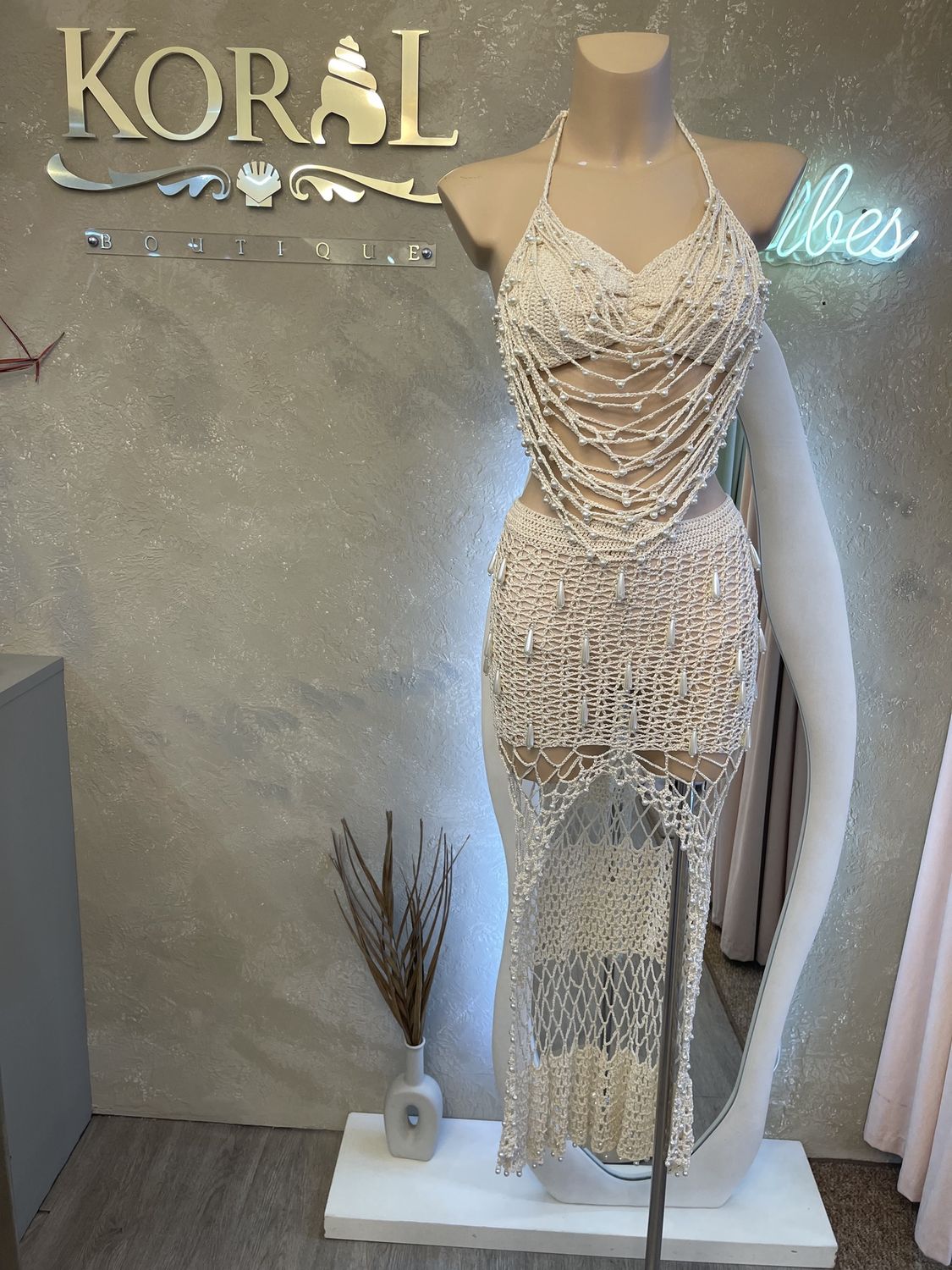 MAYORCA PEARLS DROP TWO PIECE SET CROCHET, Size: S/M