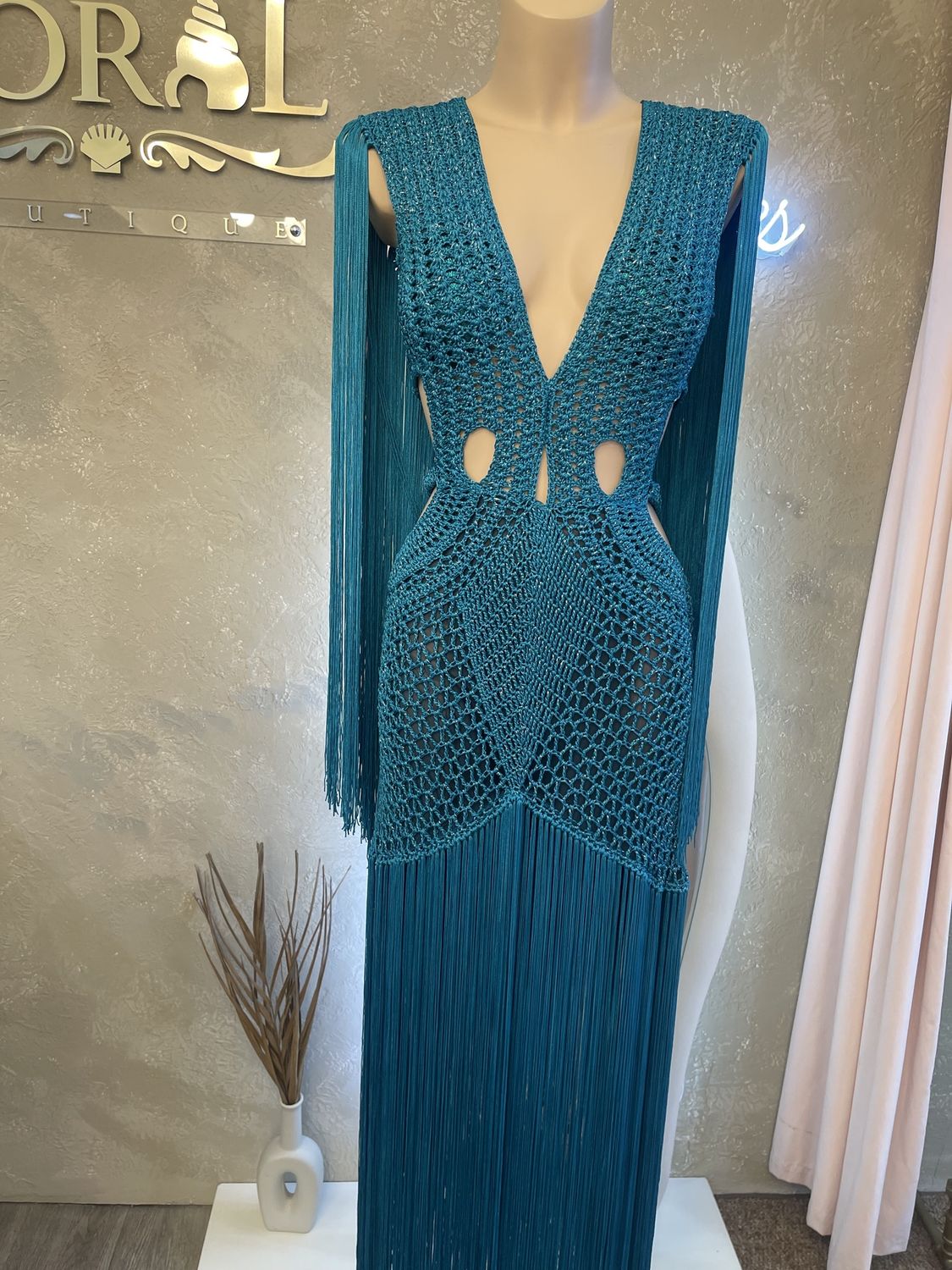 LOS ROQUES HANDWOVEN DRESS, Size: S/M