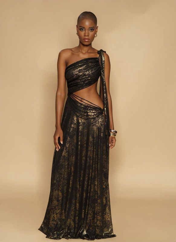 BLACK FOIL DRESS