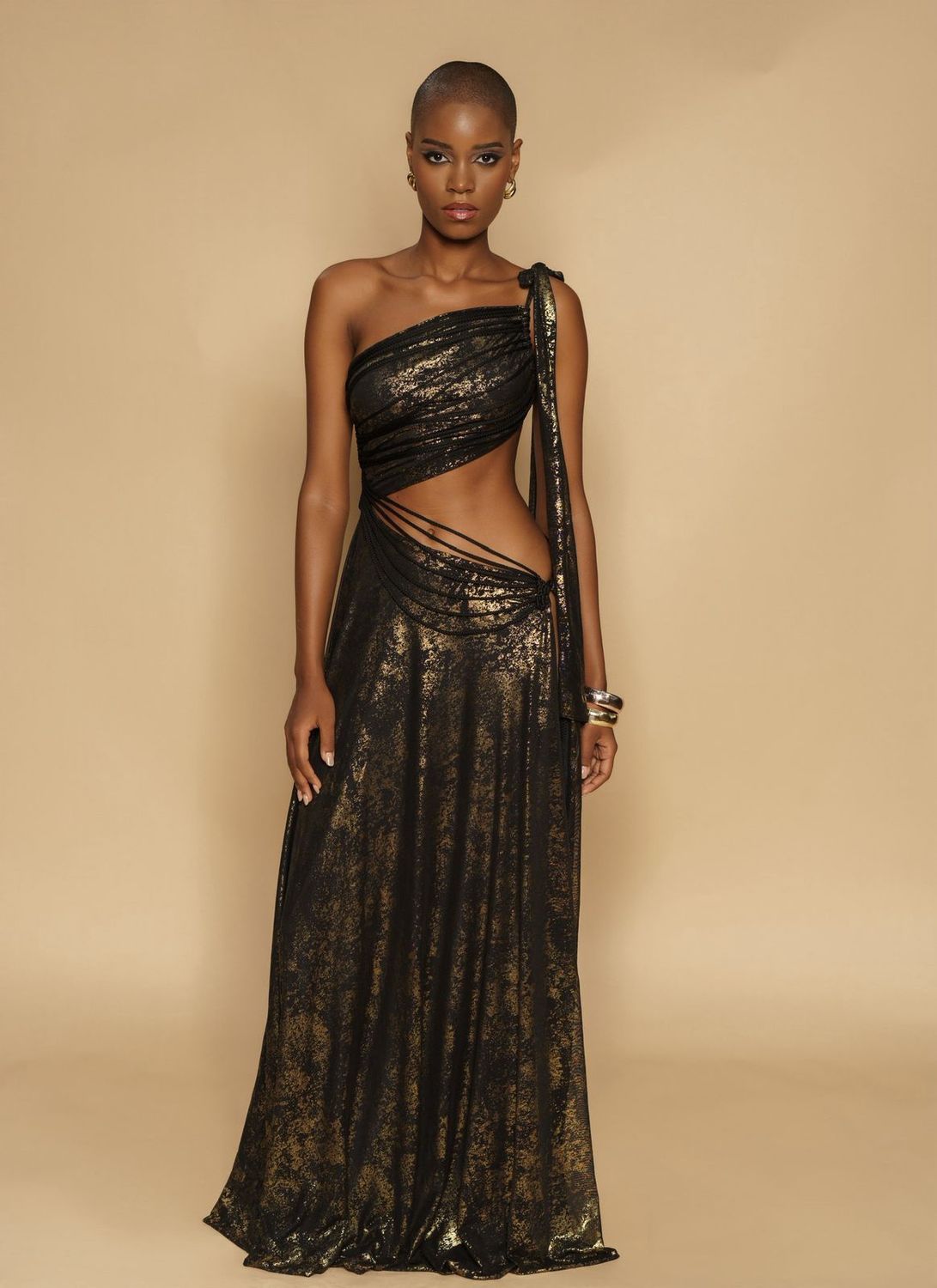 BLACK FOIL DRESS, Size: S