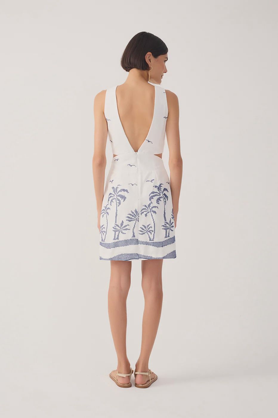 NAVY BLUE LINNEN PALM DRESS