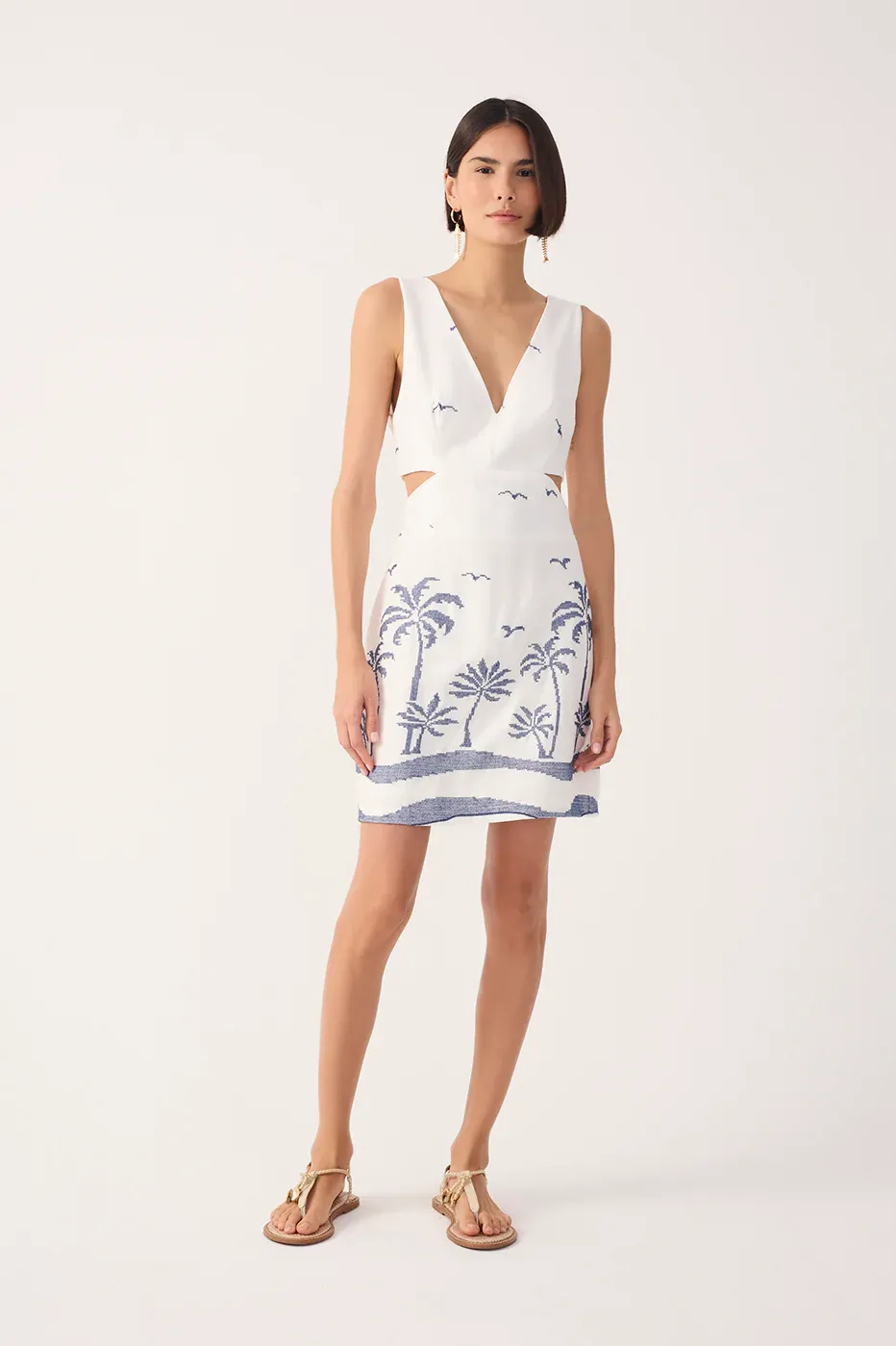 NAVY BLUE LINNEN PALM DRESS