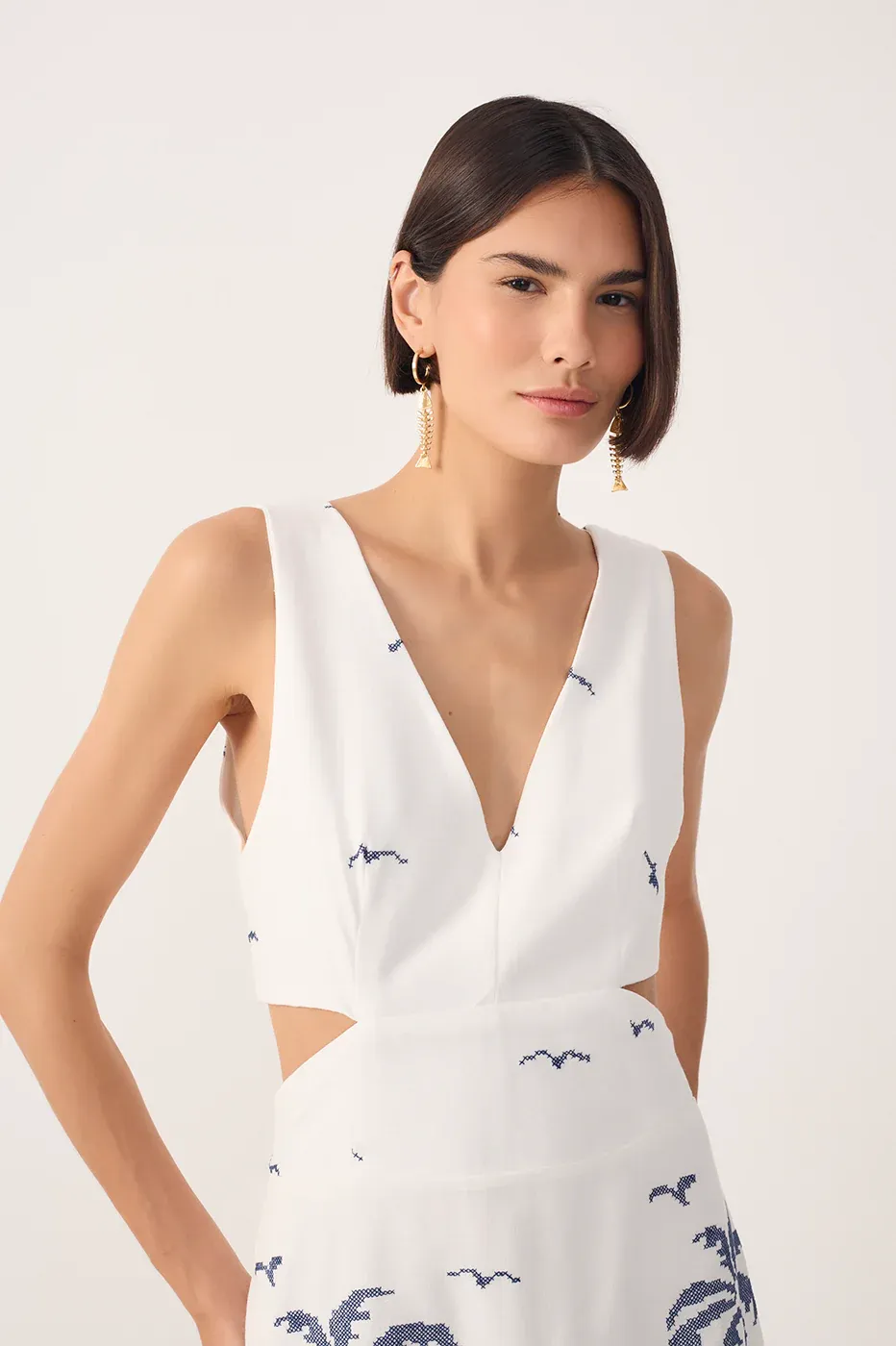NAVY BLUE LINNEN PALM DRESS