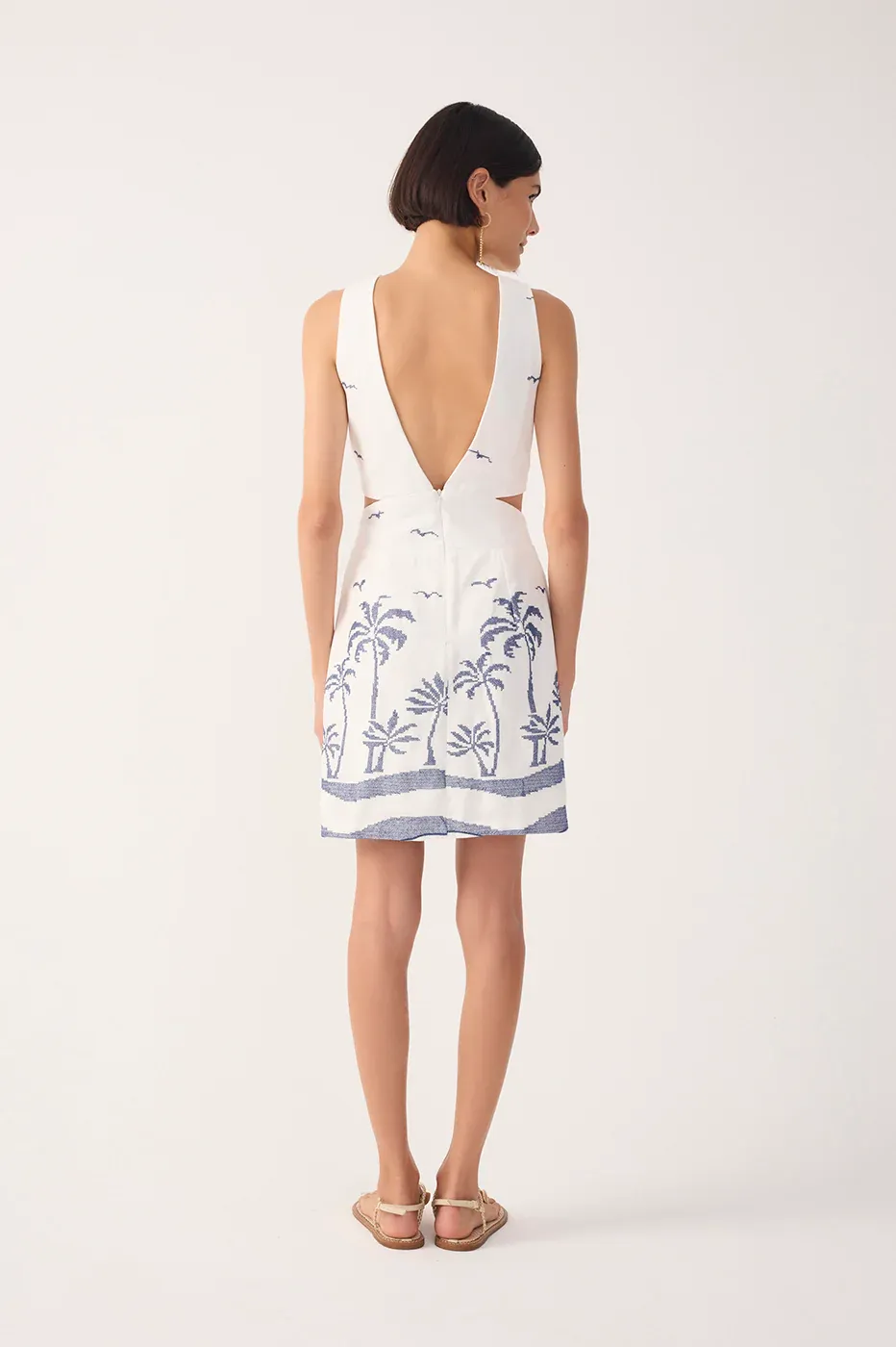 NAVY BLUE LINNEN PALM DRESS