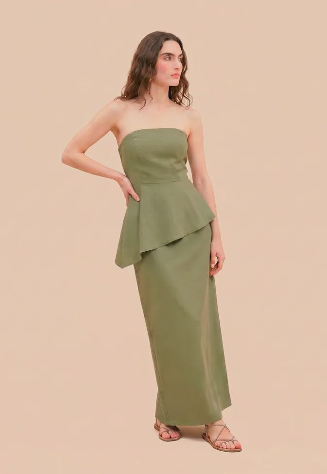 PEPLUM LIGHT GREEN DRESS