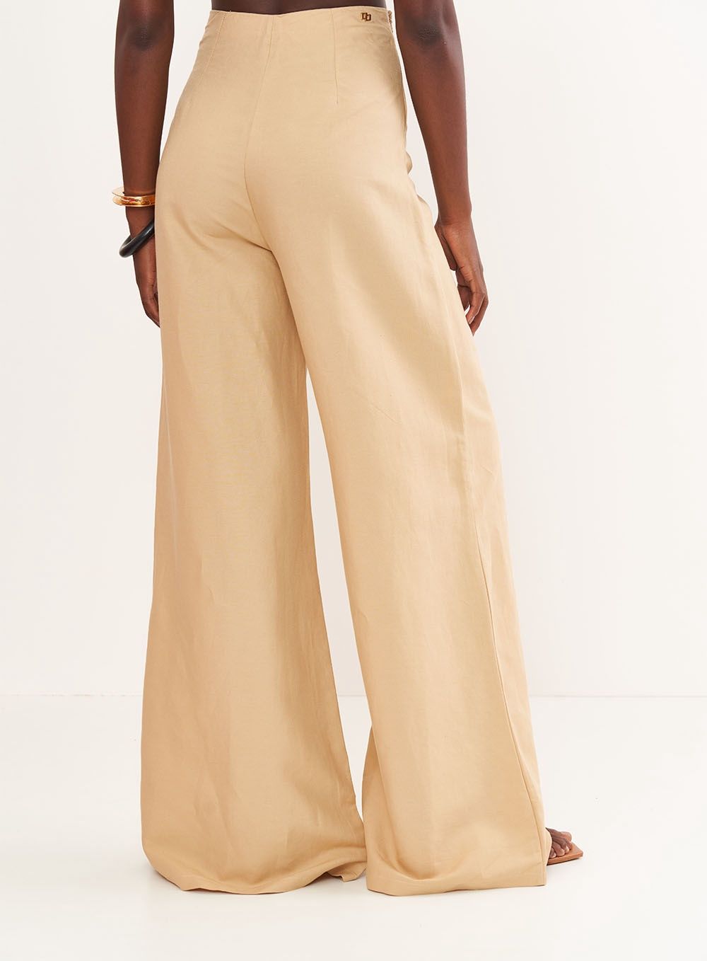BEIGE GOLDEN LINNEN HIGH WAISTED LINNEN PANTS