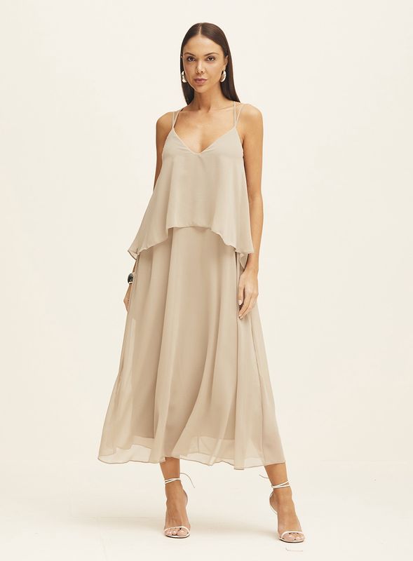 SILVER CHIFFON MAXI DRESS
