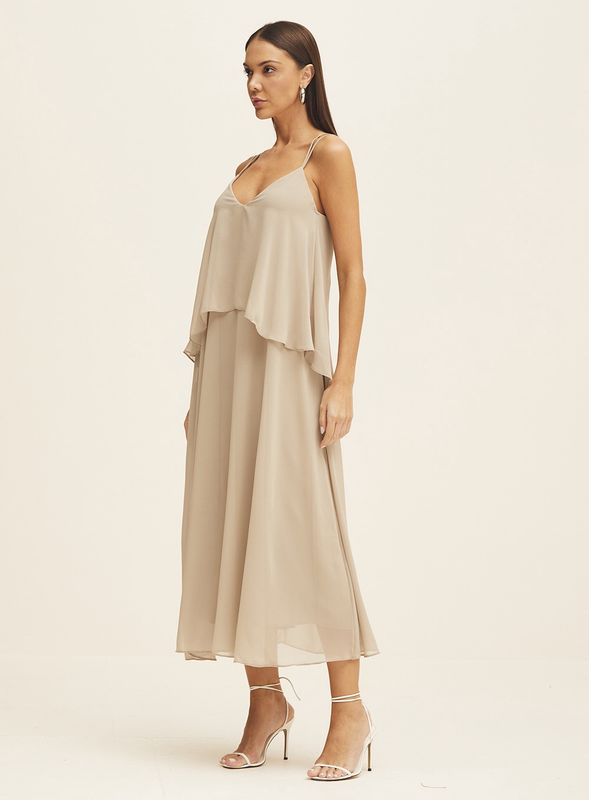 SILVER CHIFFON MAXI DRESS