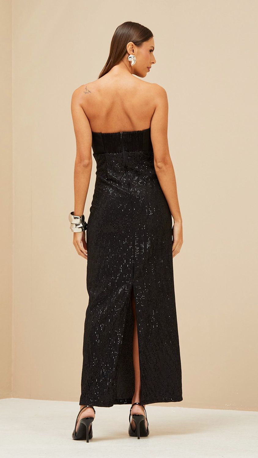 BLACK  STRUCTURED STRAPLESS DRESS
