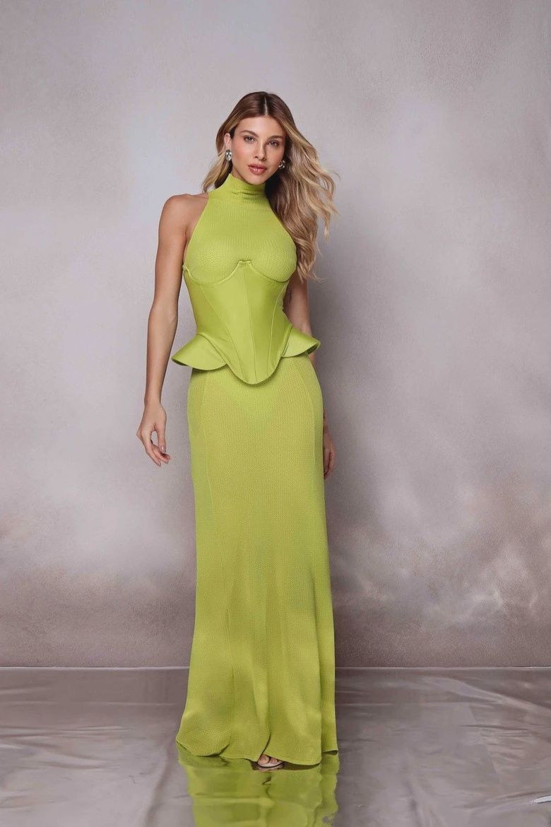 LONG MERMAID SKIRT- AVOCADO, Size: S