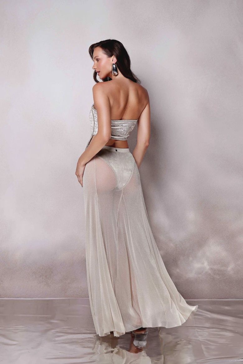 SILVER GODET PANEL SKIRT
